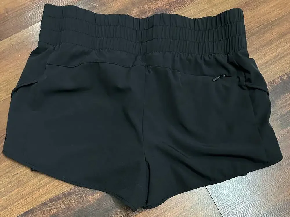 Avia Women's High-Waisted Athletic Running Shorts with Liner and Zipper Pocket